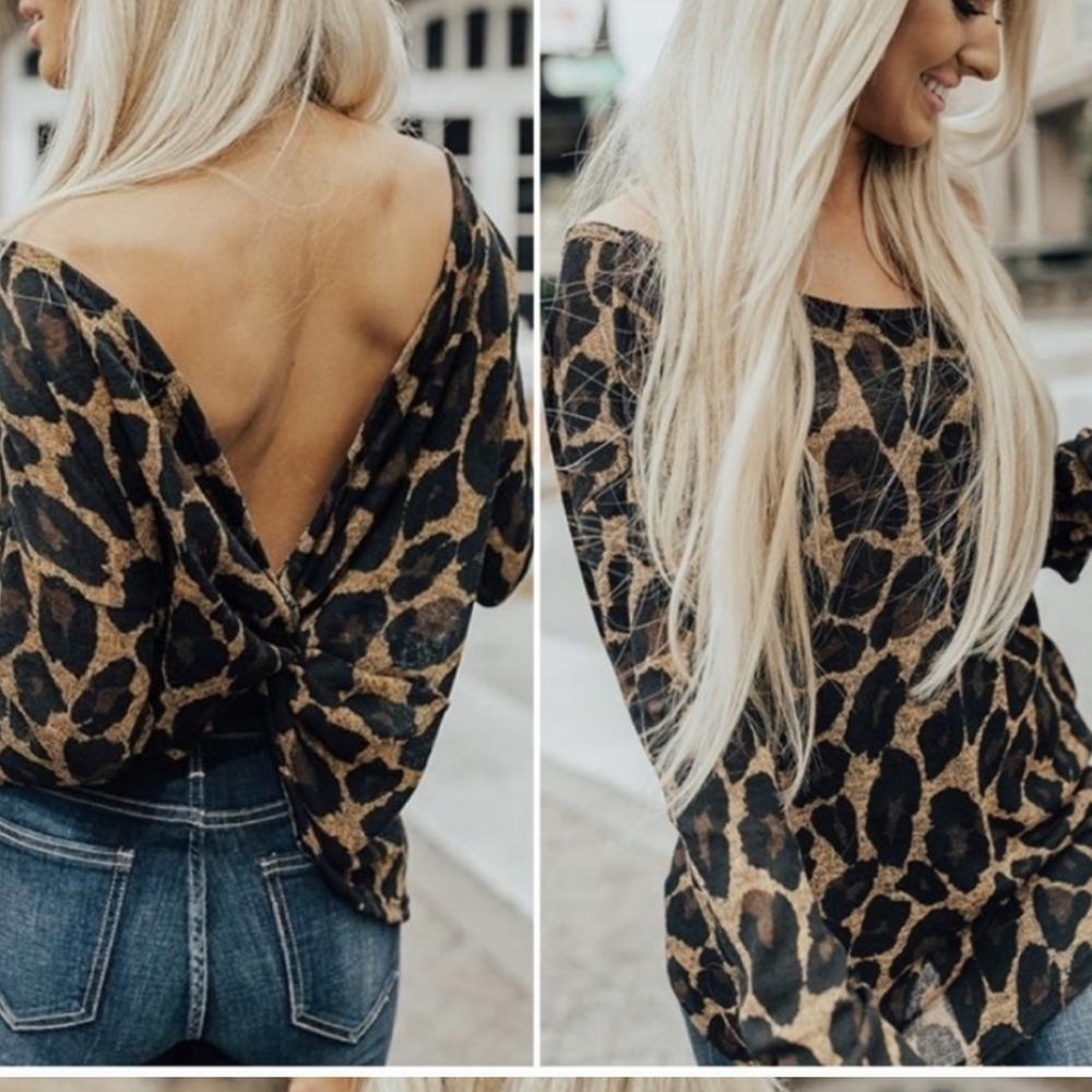 Leopard Print twist back top..sz m - Picture 1 of 5